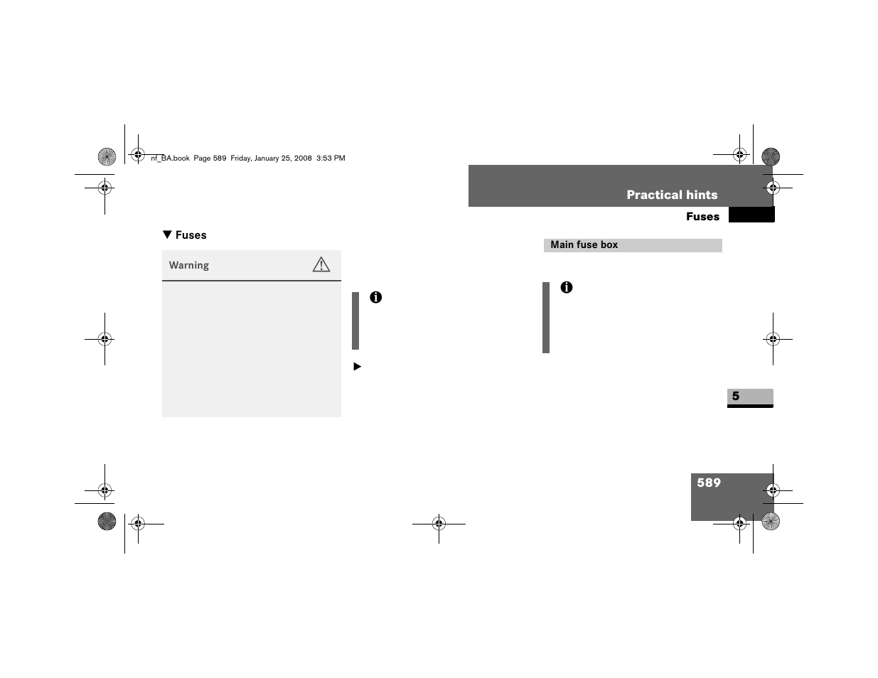 Fuses, Main fuse box | Dodge 2008 Sprinter User Manual | Page 591 / 666