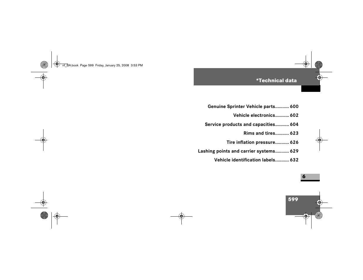 Technical data | Dodge 2008 Sprinter User Manual | Page 601 / 666