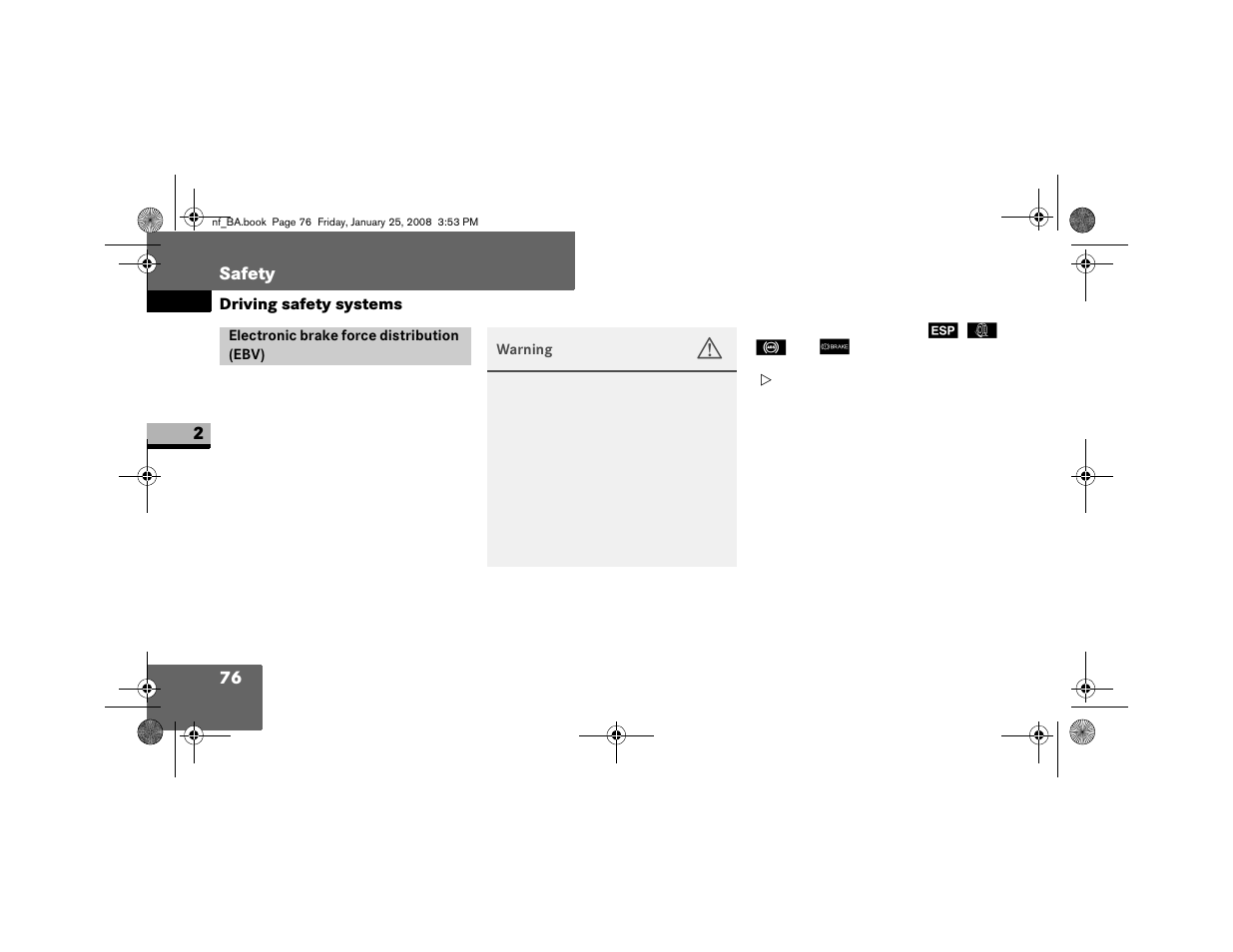 Electronic brake force distribution (ebv) | Dodge 2008 Sprinter User Manual | Page 78 / 666