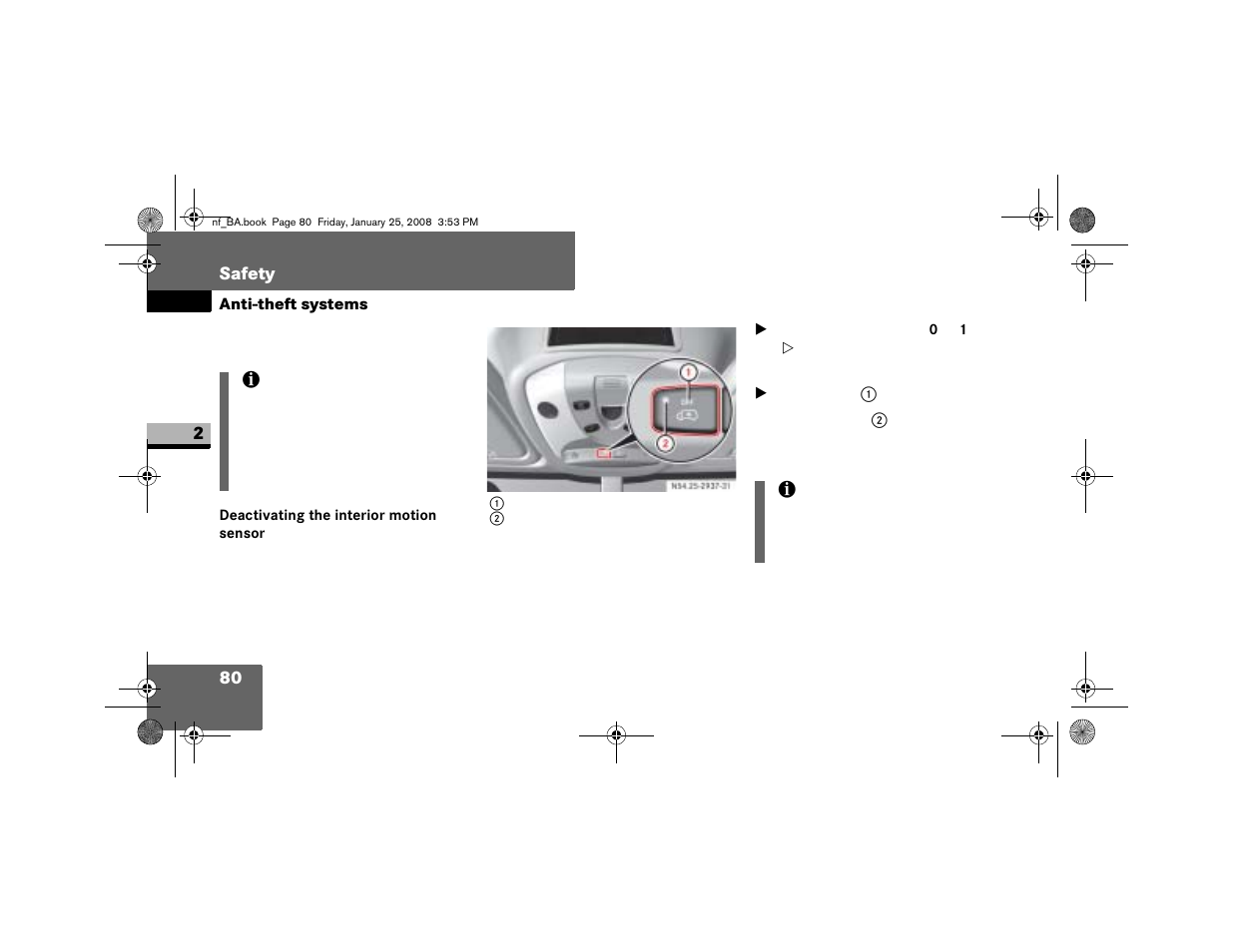 Deactivating the interior motion sensor | Dodge 2008 Sprinter User Manual | Page 82 / 666