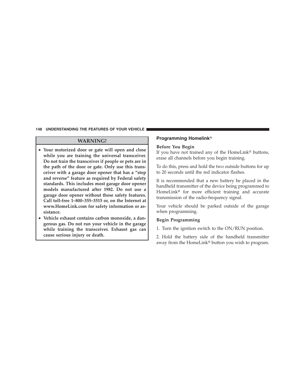 Programming homelink | Dodge 2009 Avenger User Manual | Page 150 / 473