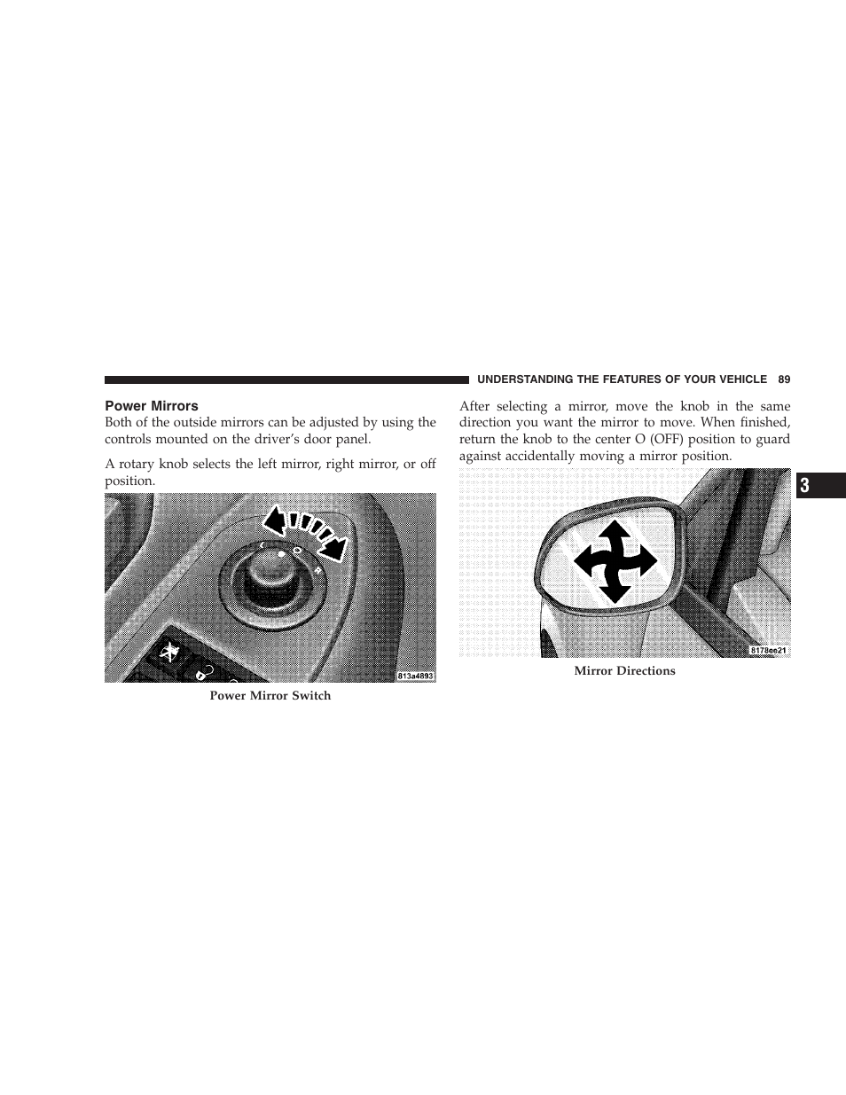 Power mirrors | Dodge 2009 Avenger User Manual | Page 91 / 473