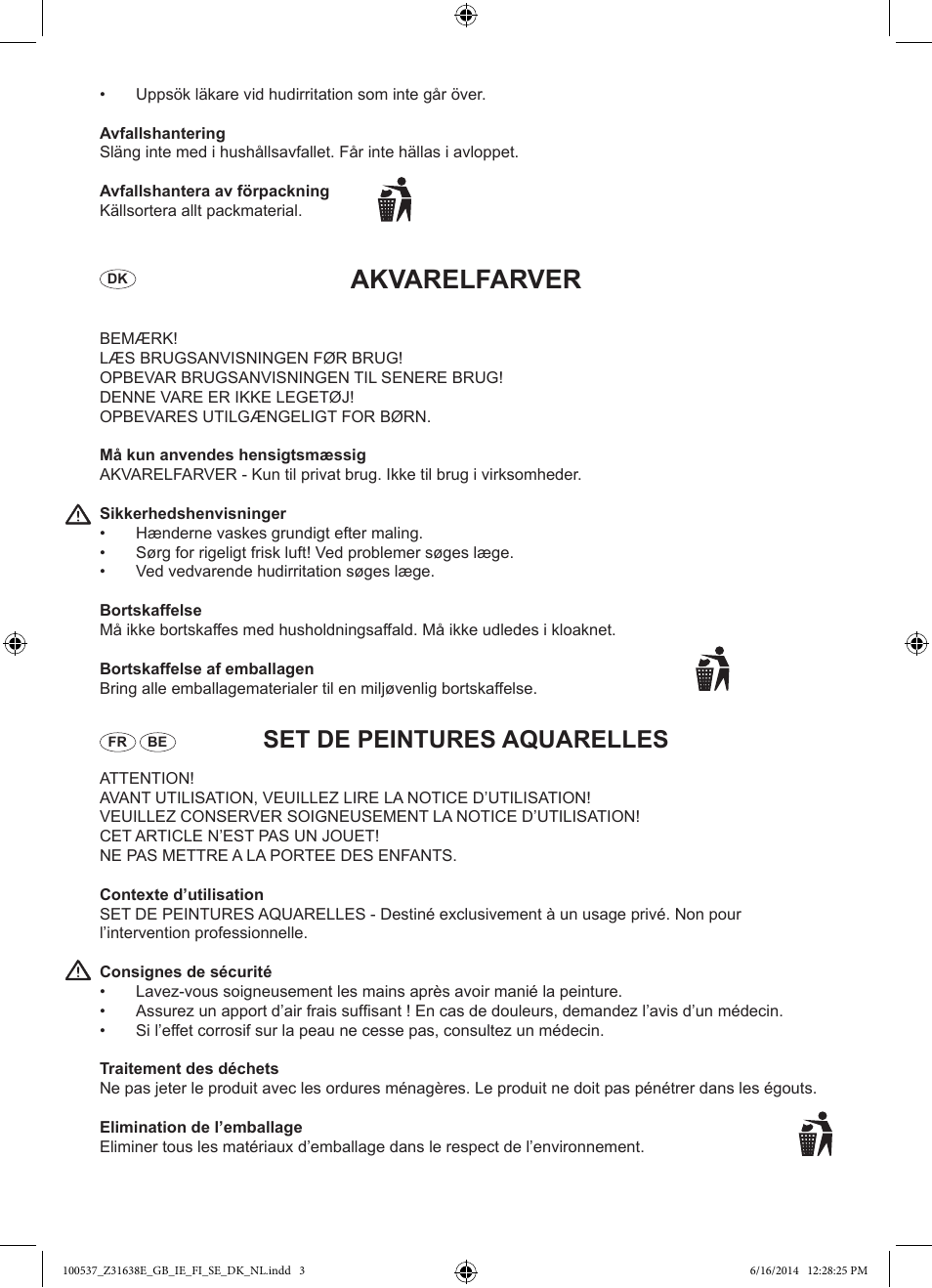 Akvarelfarver, Set de peintures aquarelles | Crelando Z31638E User Manual | Page 3 / 4