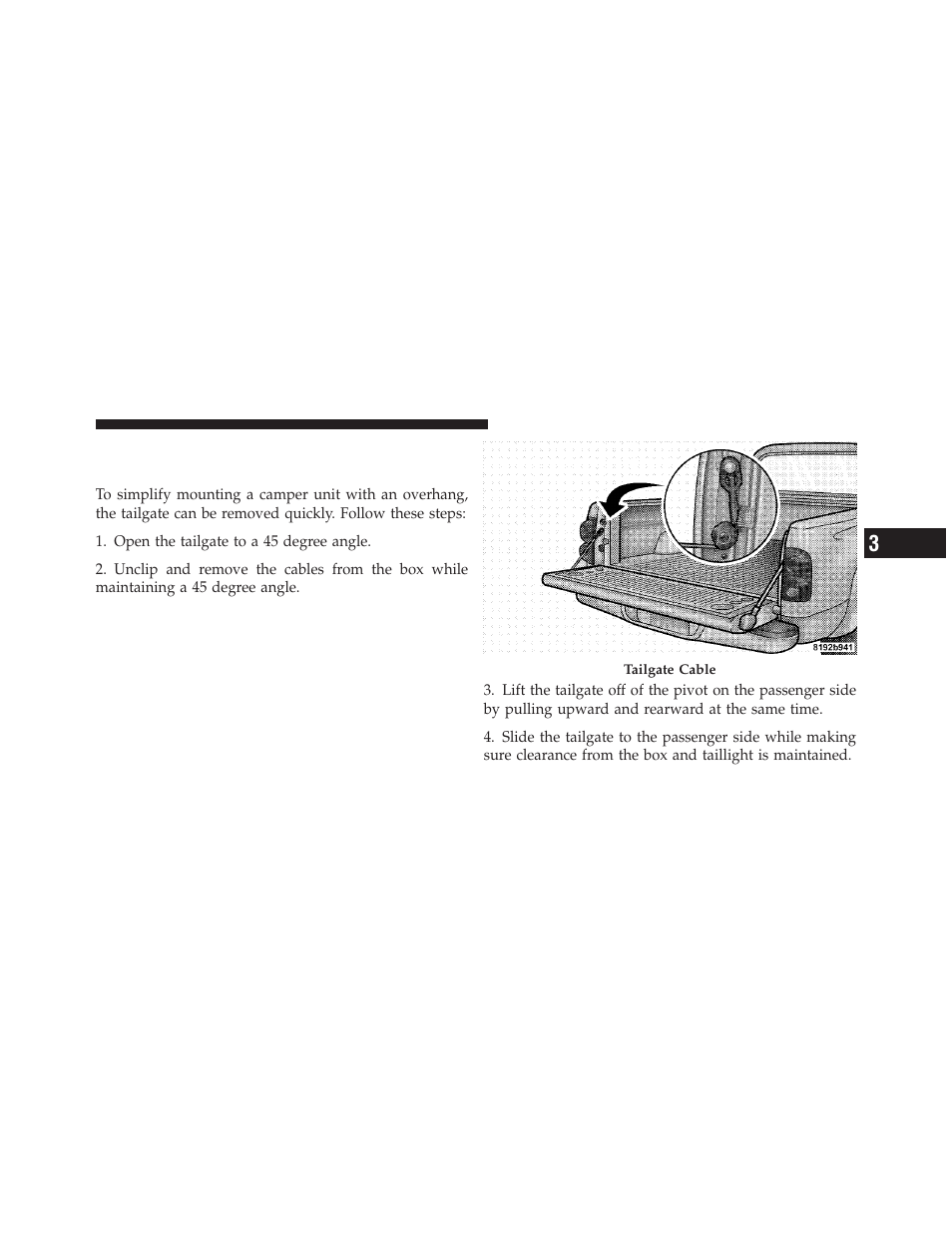 Tailgate, Tailgate removal | Dodge 2010 Dakota User Manual | Page 166 / 450