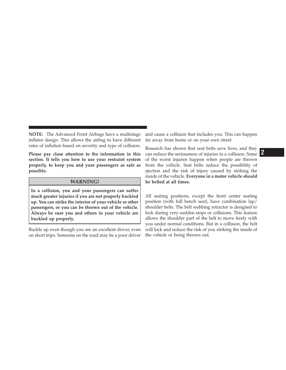 Lap/shoulder belts | Dodge 2010 Dakota User Manual | Page 38 / 450