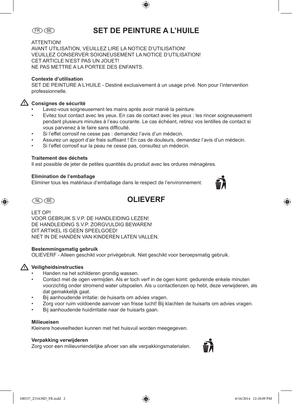 Set de peinture a l’huile, Olieverf | Crelando Z31638D User Manual | Page 2 / 4