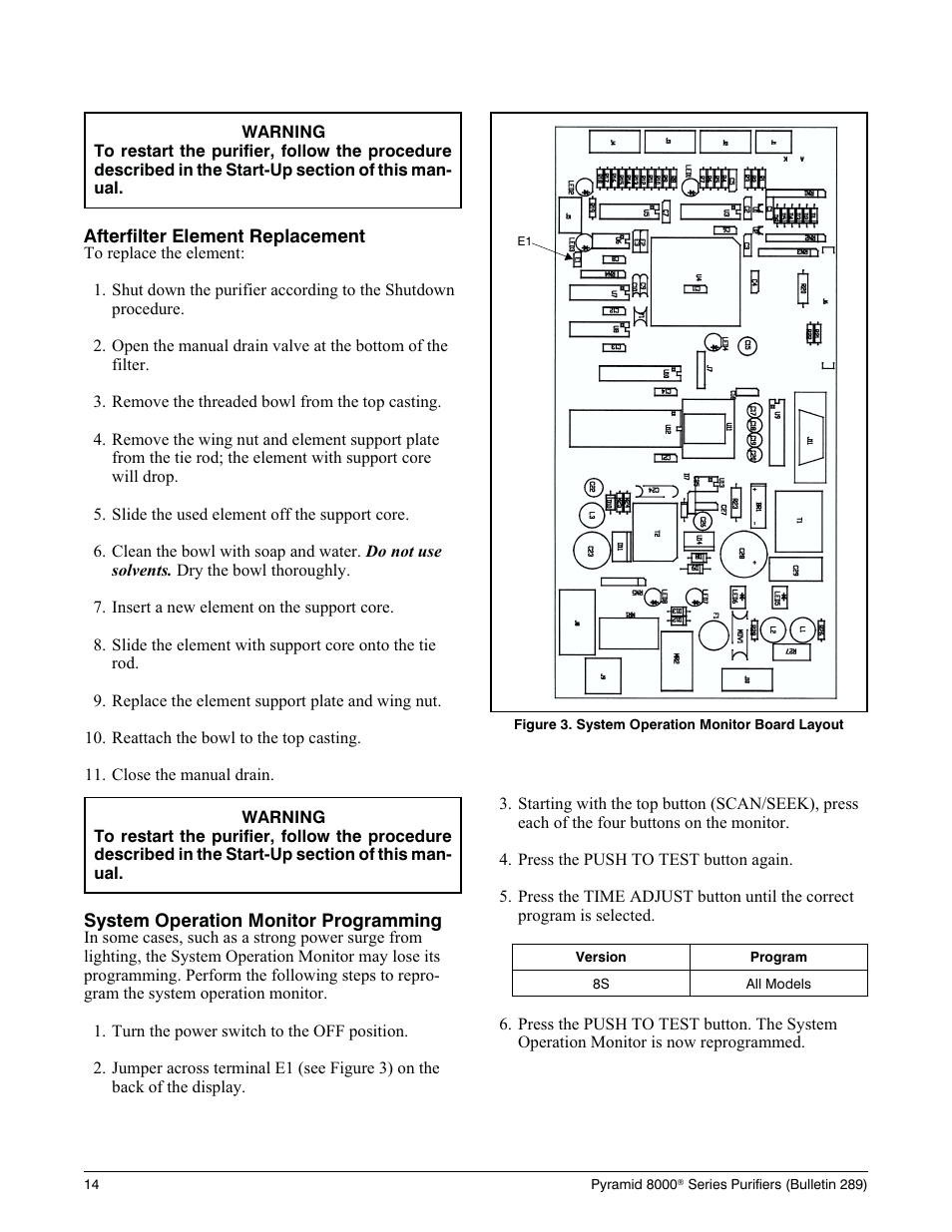 Main te nance pro ce dures 12, Car bon or cat a lyst ves sel re place ment 12, Maintenance procedures | Carbon or catalyst vessel replacement, Caution label: use of charcoal element, Part no. 56de196a | Deltech Fitness PYRAMID 8000 User Manual | Page 18 / 28