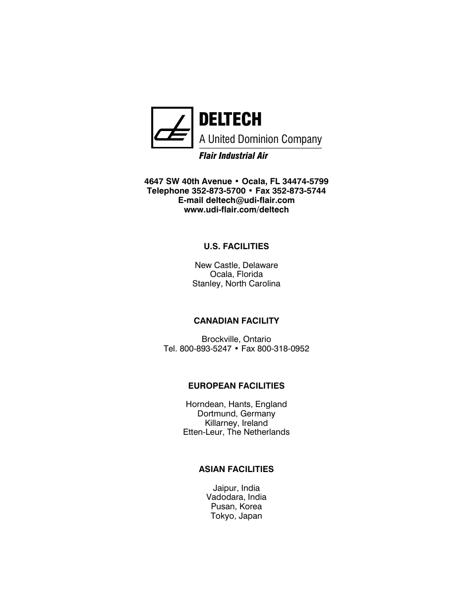 Ta ble viii pu ri fier di men sions* 22, Models 8dm25, 8dm50 and 8dm75 22, Models 8dm100 and 8dm150 22 | Table viii, Purifier dimensions, Deltech, A united dominion company | Deltech Fitness PYRAMID 8000 User Manual | Page 28 / 28