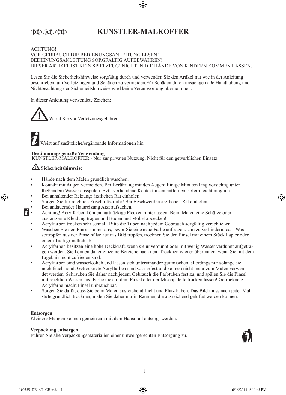 Künstler-malkoffer | Crelando Z30439 User Manual | Page 2 / 5