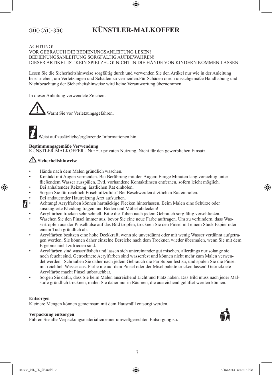 Künstler-malkoffer | Crelando Z30439 User Manual | Page 8 / 9