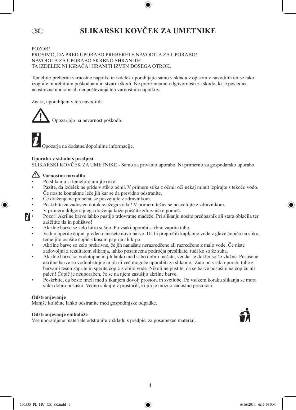 Slikarski kovček za umetnike | Crelando Z30439 User Manual | Page 5 / 9