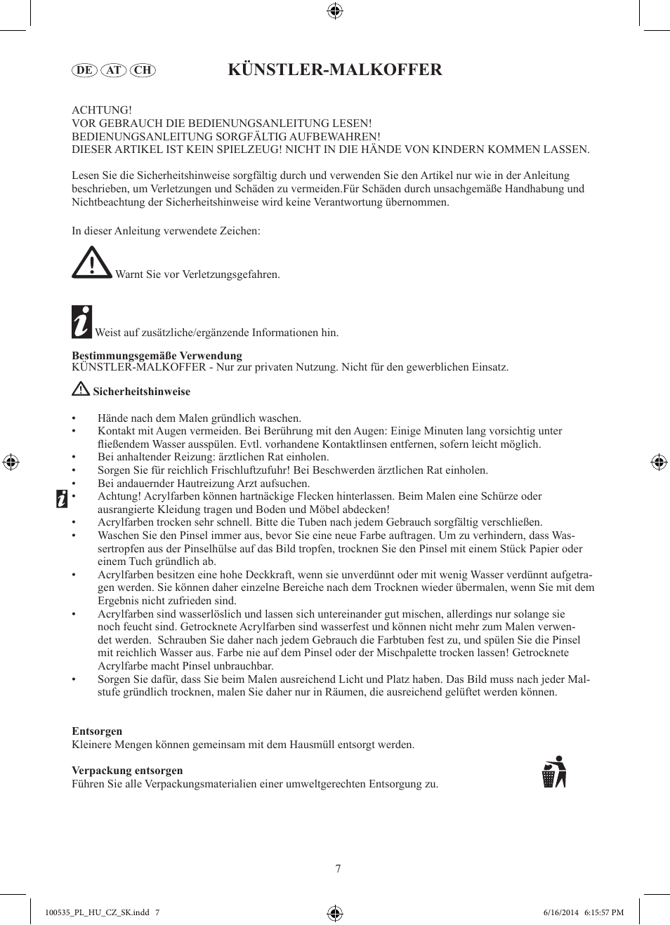 Künstler-malkoffer | Crelando Z30439 User Manual | Page 8 / 9