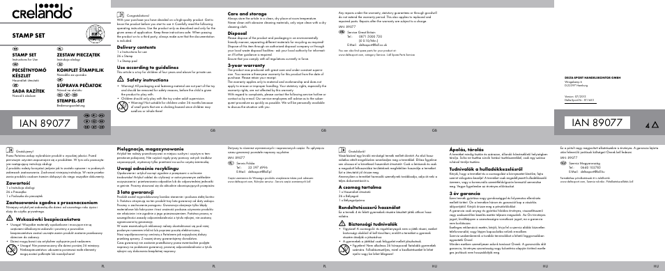 Crelando Stamp Set User Manual | 2 pages