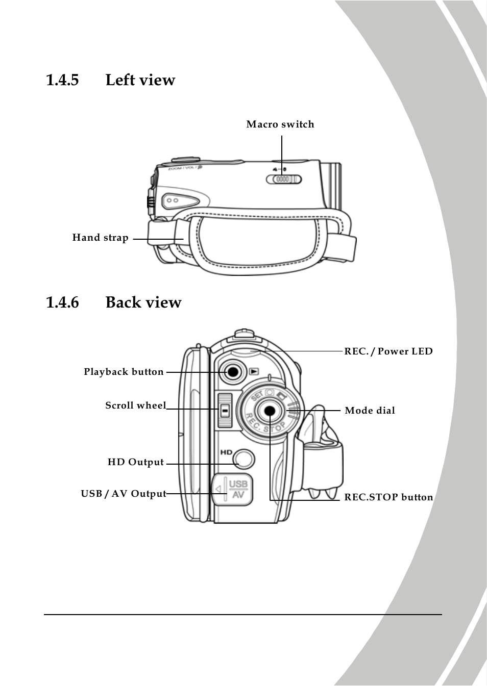 Left view, Back view, 5 left view | 6 back view | DXG Technology DXG-566V HD User Manual | Page 15 / 80