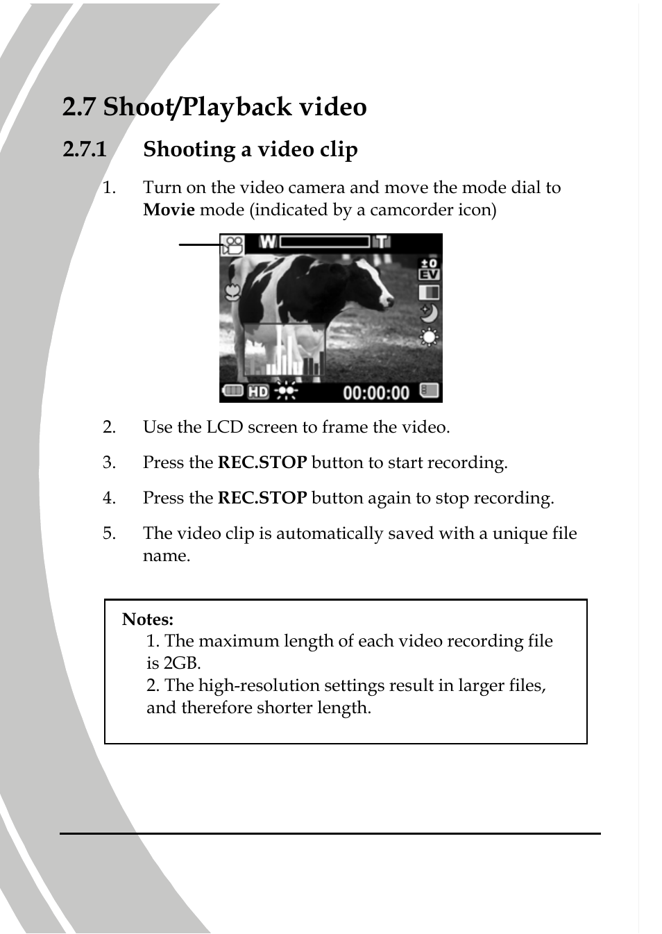 Shoot/playback video, Shooting a video clip, 7 shoot/playback video | 1 shooting a video clip | DXG Technology DXG-566V HD User Manual | Page 28 / 80