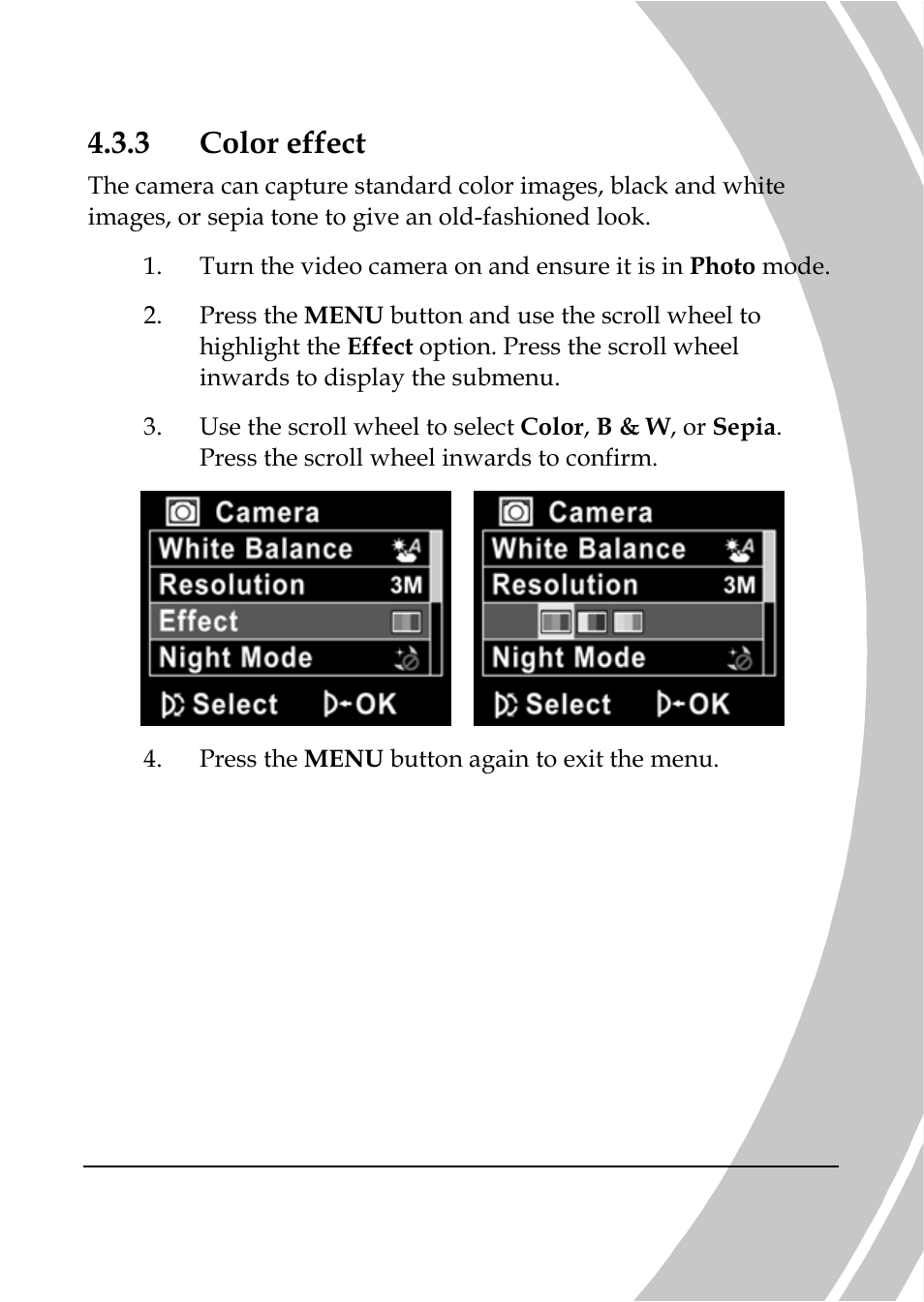 Color effect, 3 color effect | DXG Technology DXG-566V HD User Manual | Page 57 / 80