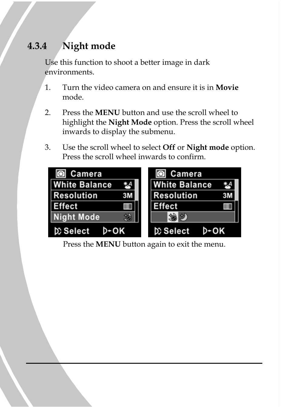 Night mode, 4 night mode | DXG Technology DXG-566V HD User Manual | Page 58 / 80