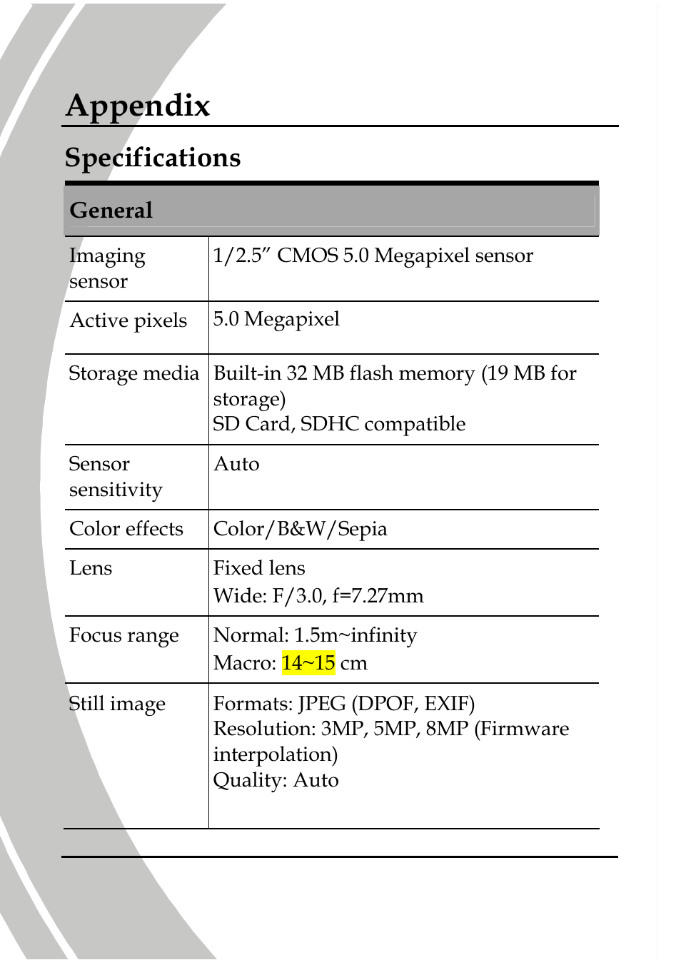 Appendix, Specifications | DXG Technology DXG-566V HD User Manual | Page 74 / 80