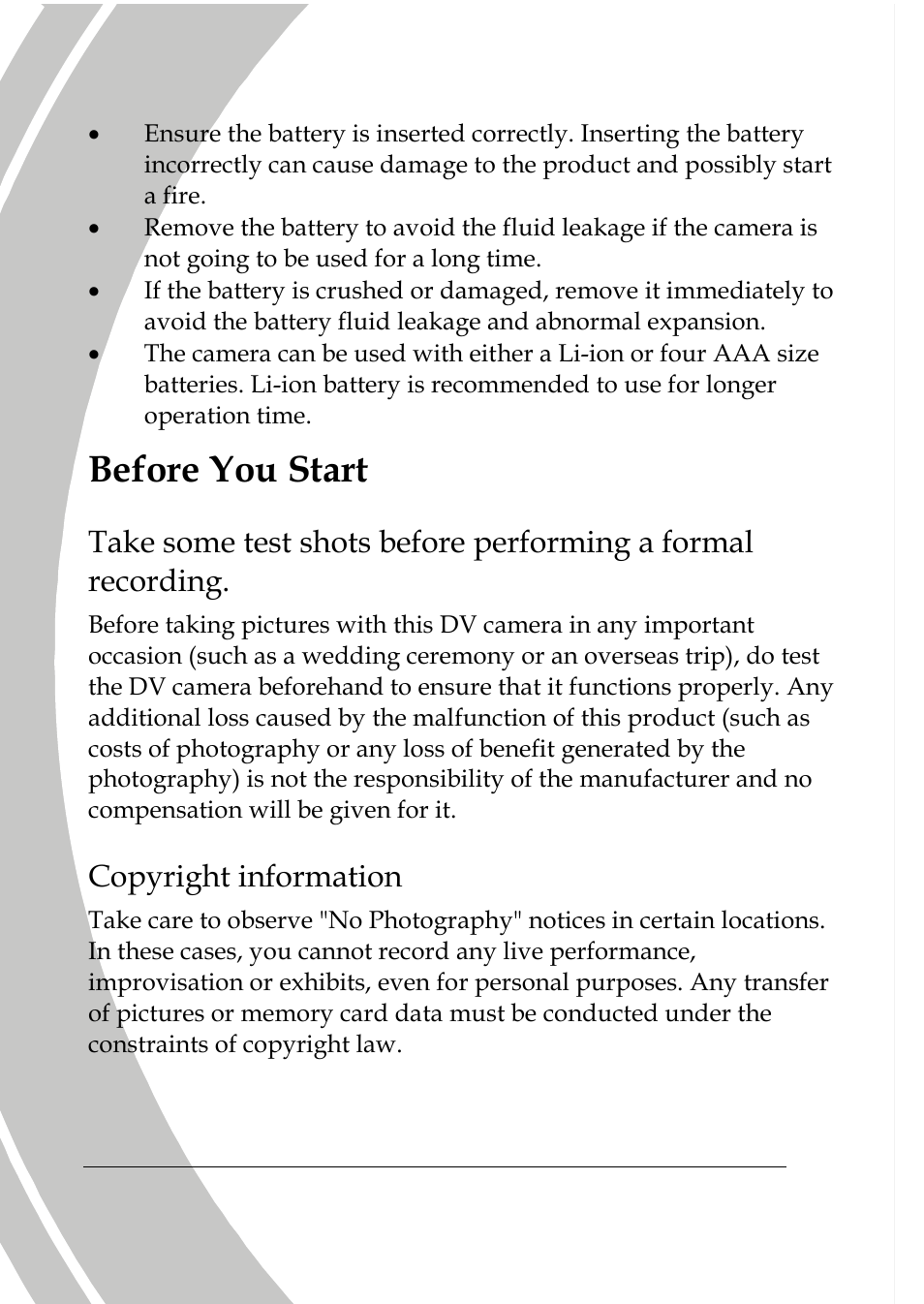 Before you start, Copyright information | DXG Technology DXG-533V User Manual | Page 10 / 82