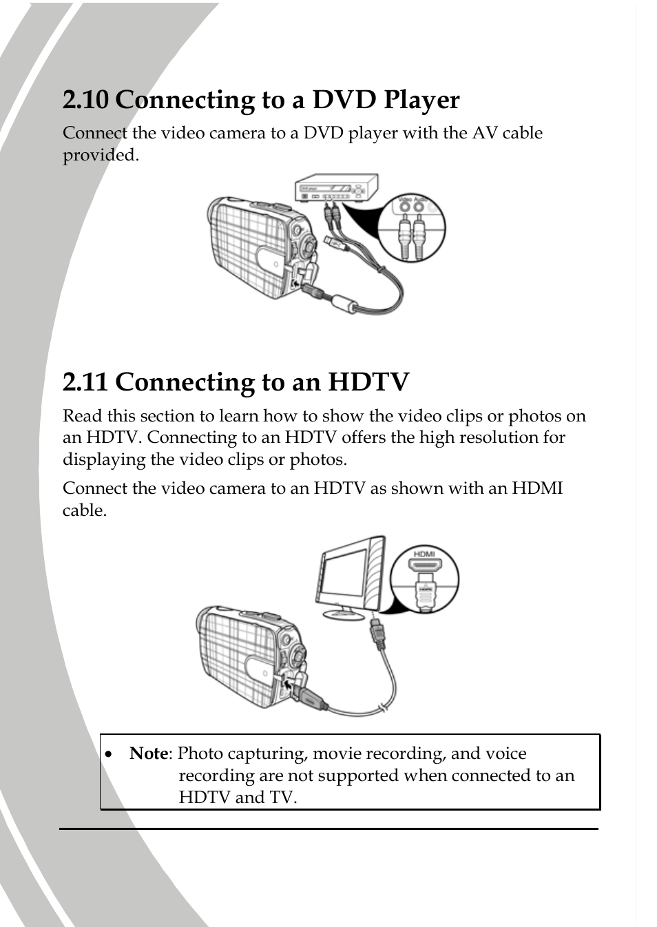 Connecting to a dvd player, Connecting to an hdtv, 10 connecting to a dvd player | 11 connecting to an hdtv | DXG Technology DXG-533V User Manual | Page 34 / 82