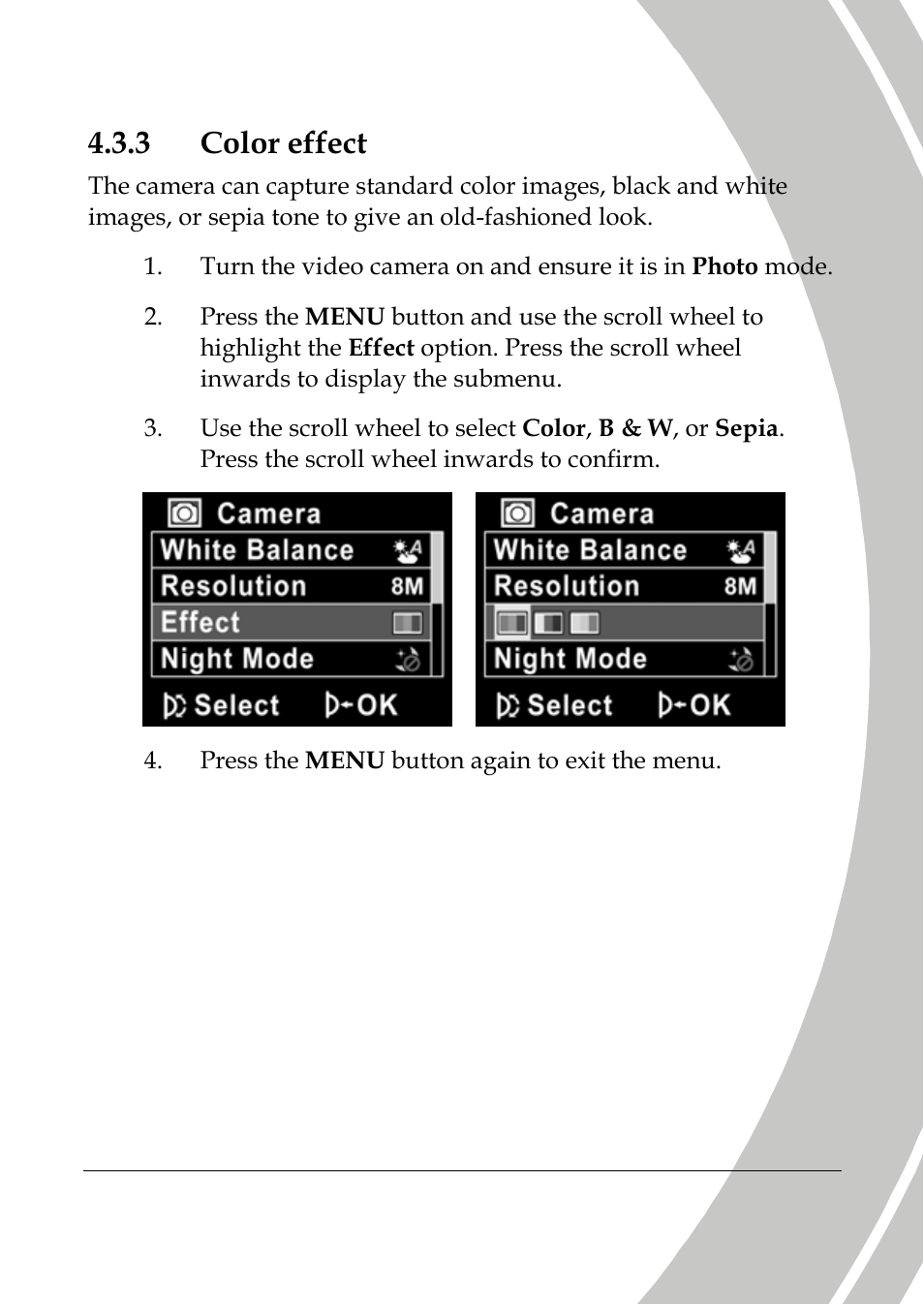 Color effect, 3 color effect | DXG Technology DXG-533V User Manual | Page 59 / 82