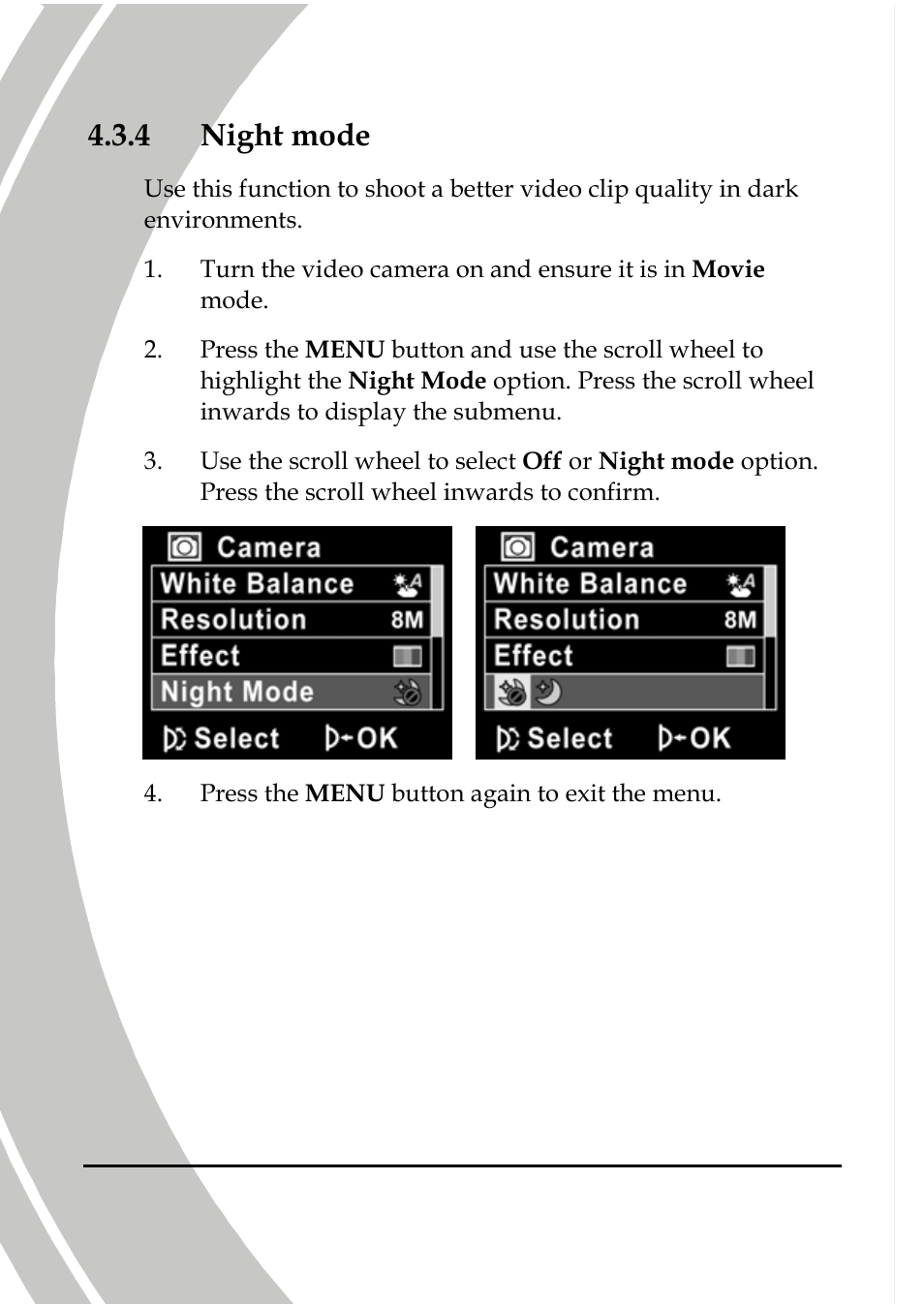 Night mode, 4 night mode | DXG Technology DXG-533V User Manual | Page 60 / 82