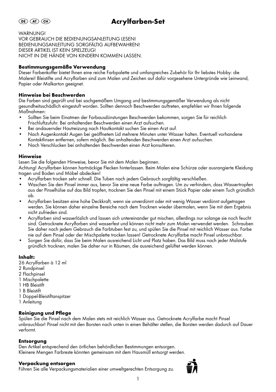 Acrylfarben-set | Crelando T12918 User Manual | Page 2 / 6