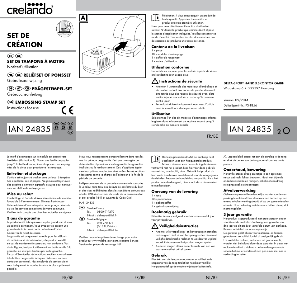 Crelando Embossing Stamp Set StyleB User Manual | 2 pages