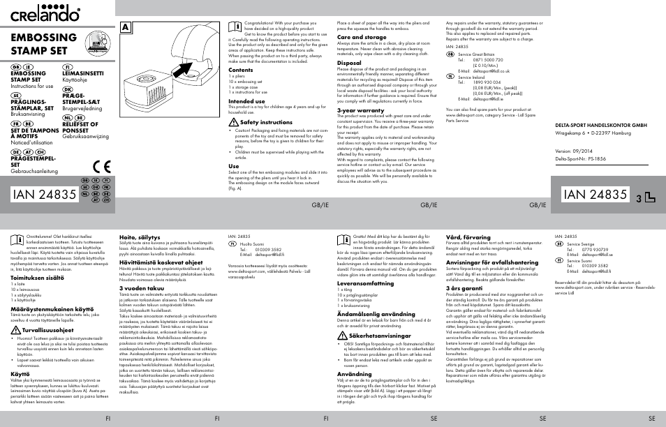 Crelando Embossing Stamp Set StyleB User Manual | 2 pages