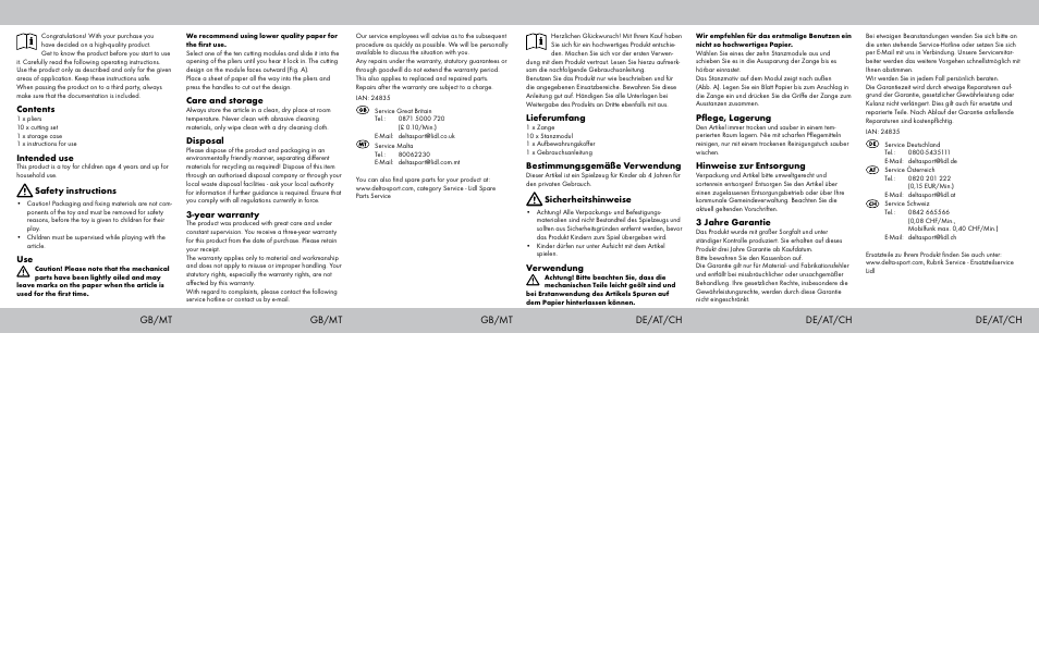 Gb/mt, Gb/mt de/at/ch gb/mt de/at/ch de/at/ch | Crelando Embossing Stamp Set StyleA User Manual | Page 2 / 2