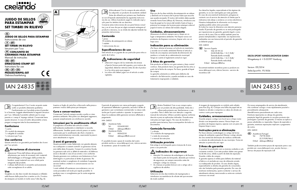 Crelando Embossing Stamp Set StyleB User Manual | 2 pages