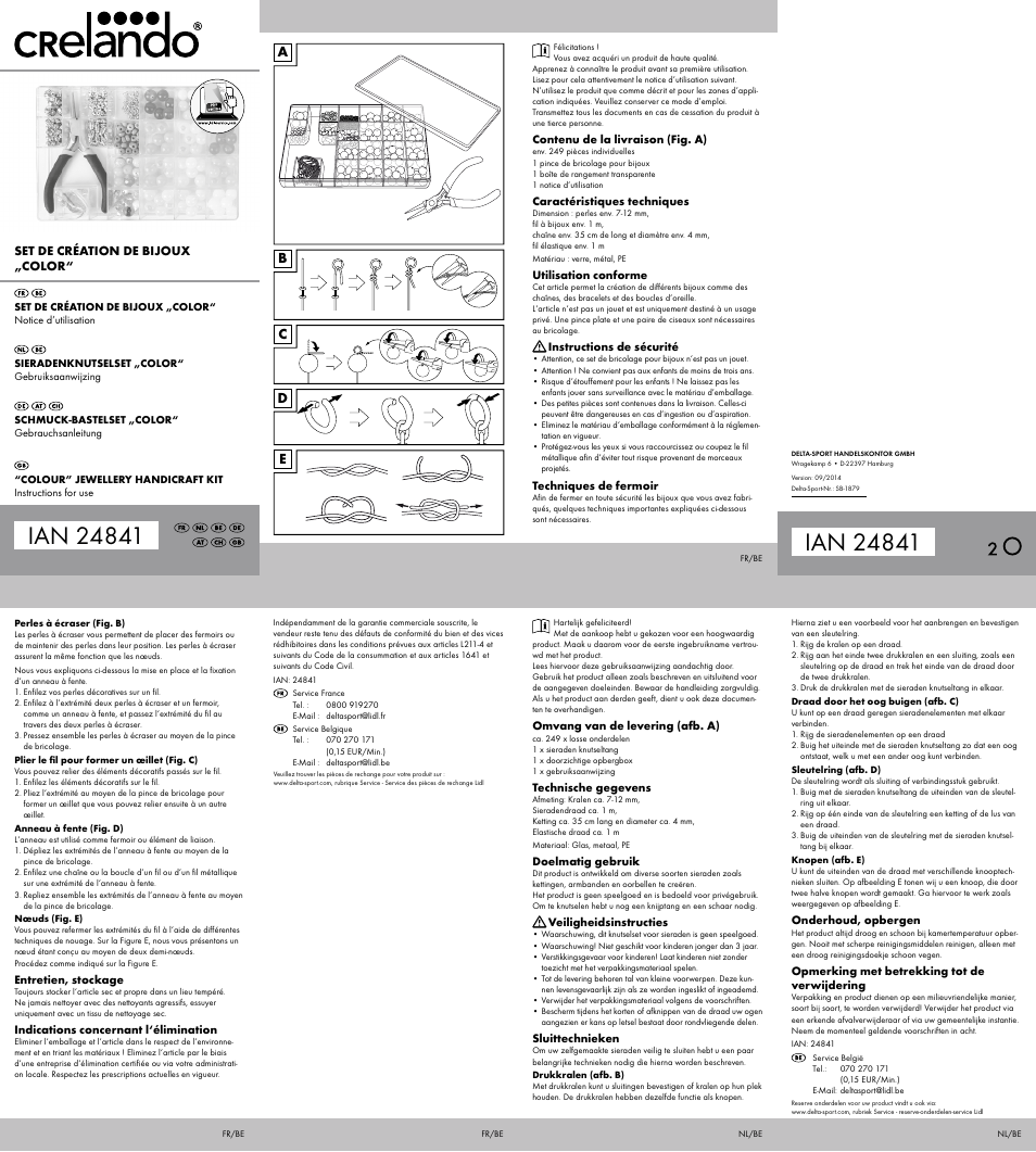 Crelando Classic Jewellery Handicraft Kit StyleB User Manual | 2 pages