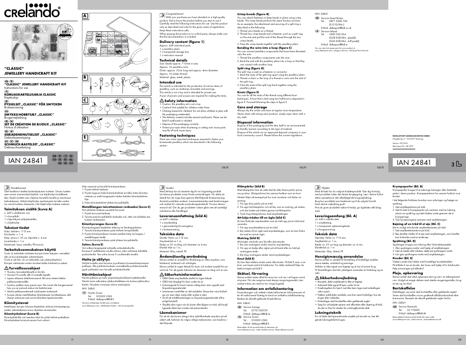 Crelando Classic Jewellery Handicraft Kit StyleA User Manual | 2 pages