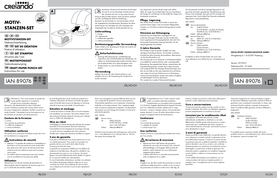 Crelando Embossing Stamp Set Stanzset User Manual | 2 pages