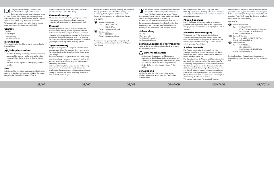 Gb/mt, Gb/mt de/at/ch gb/mt de/at/ch de/at/ch | Crelando Embossing Stamp Set Stanzset User Manual | Page 2 / 2