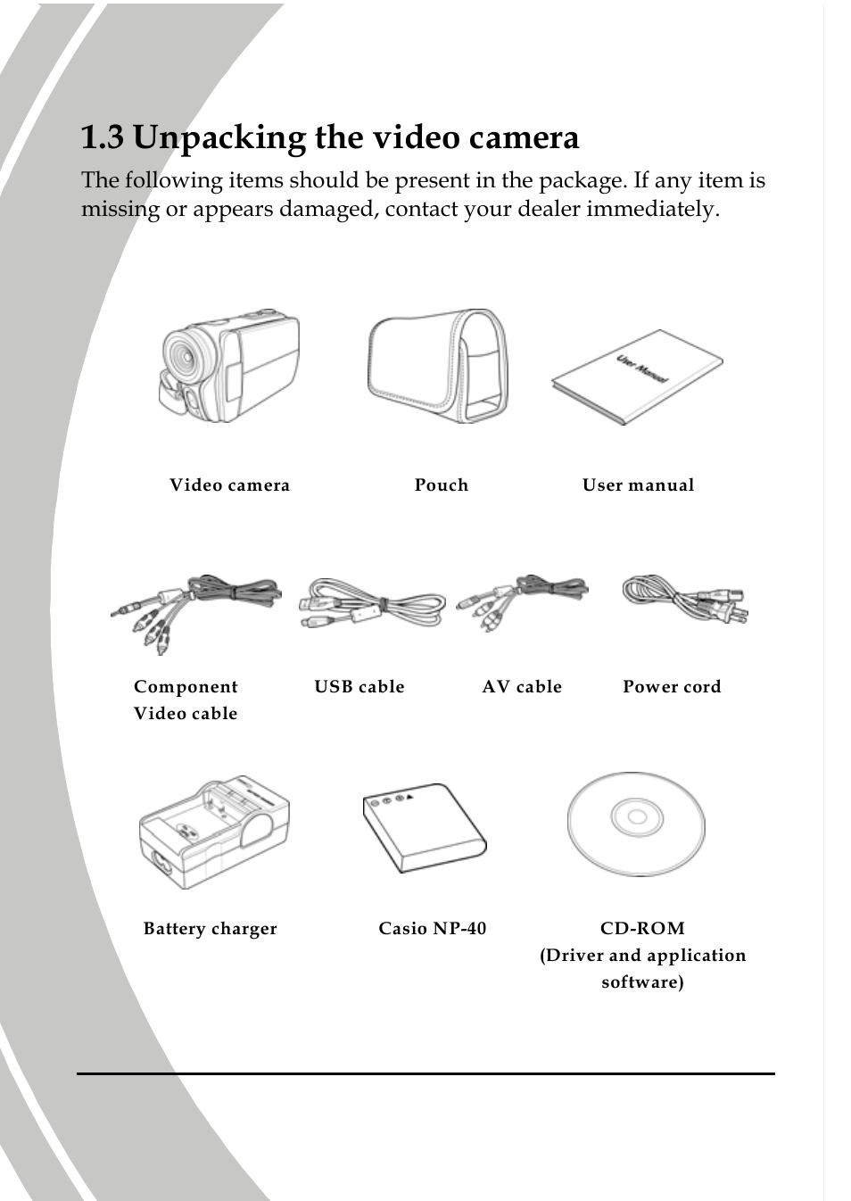 Unpacking the video camera, 3 unpacking the video camera | DXG Technology DXG-580V HD User Manual | Page 12 / 81