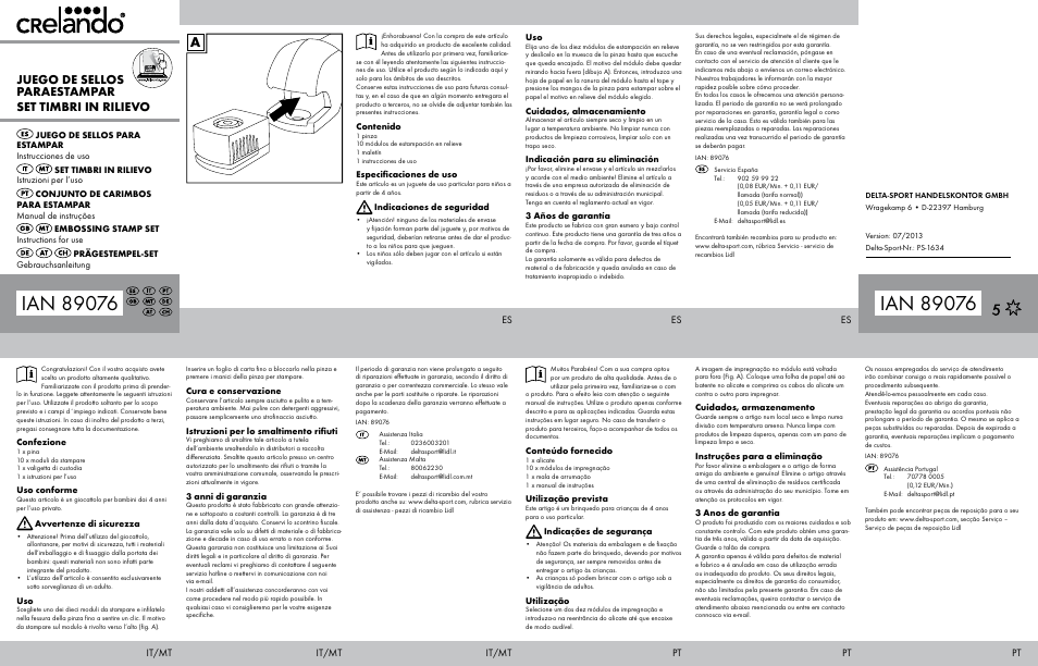 Crelando Embossing Stamp Set Praegeset User Manual | 2 pages