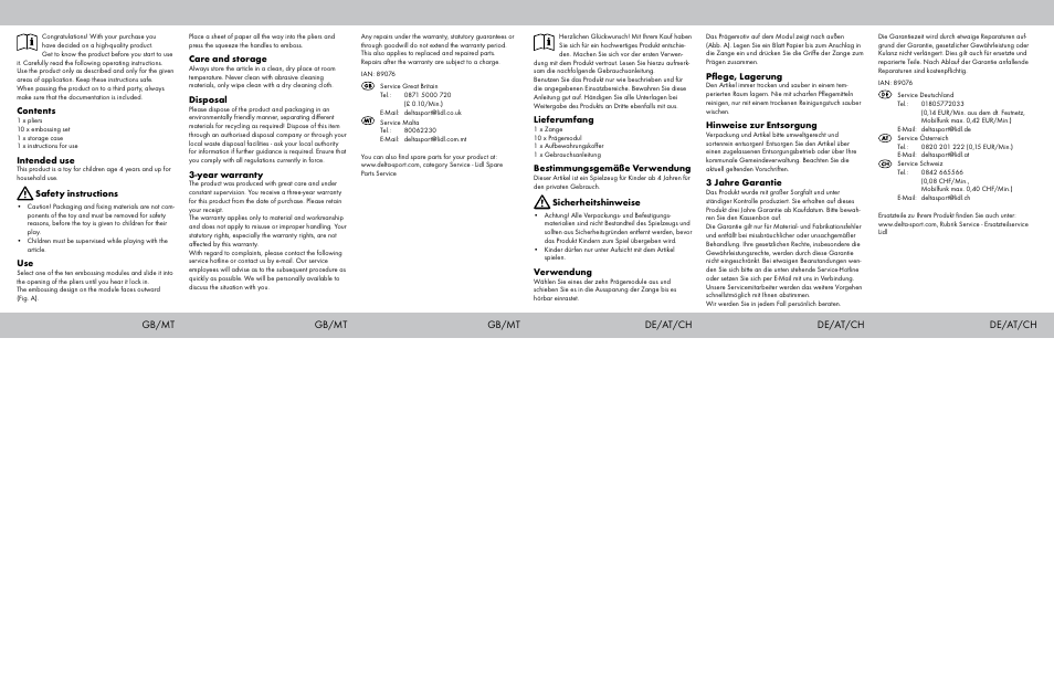 Gb/mt, Gb/mt de/at/ch gb/mt de/at/ch de/at/ch | Crelando Embossing Stamp Set Praegeset User Manual | Page 2 / 2