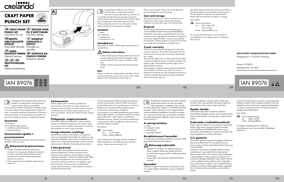 Crelando Embossing Stamp Set Stanzset User Manual | 2 pages