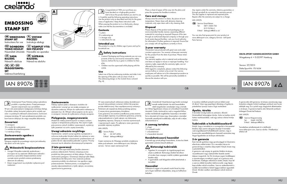 Crelando Embossing Stamp Set Praegeset User Manual | 2 pages