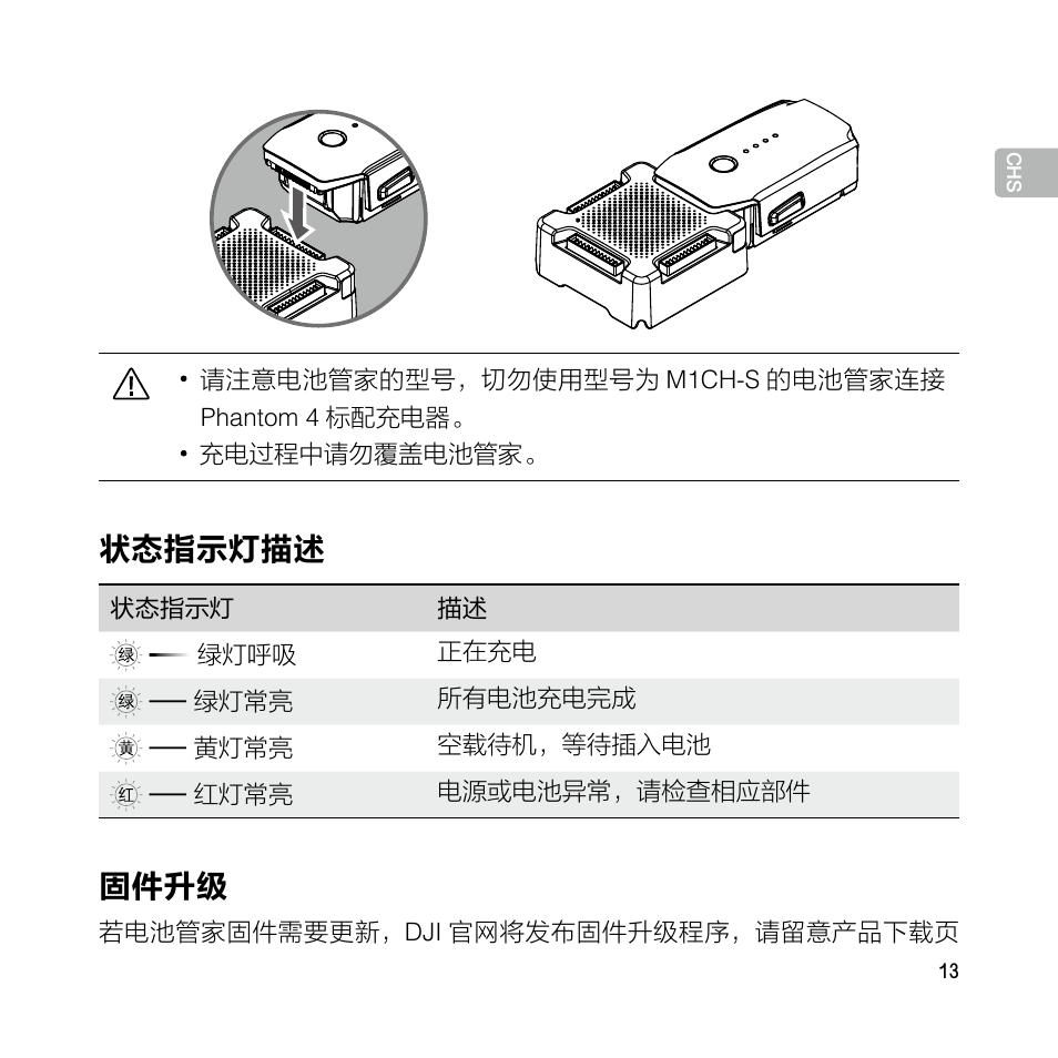 状态指示灯描述, 固件升级 | DJI Mavic Pro User Manual | Page 12 / 77