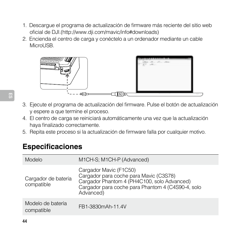 Especificaciones | DJI Mavic Pro User Manual | Page 43 / 77