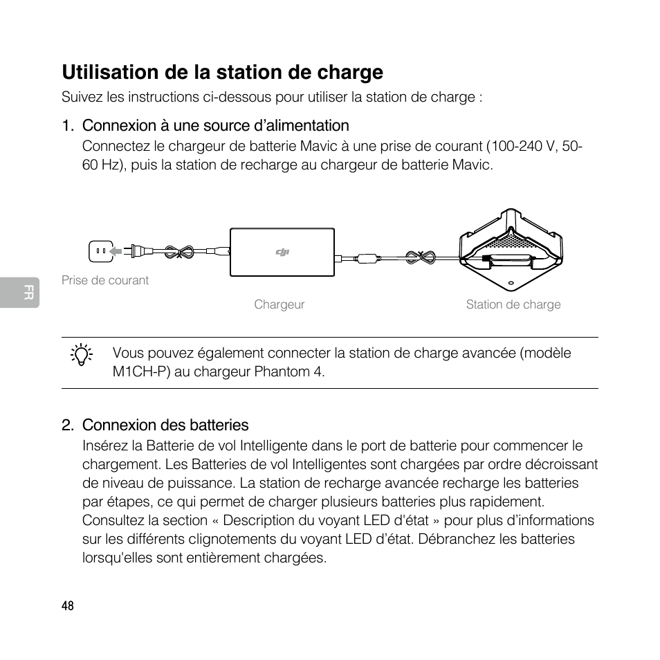 Utilisation de la station de charge | DJI Mavic Pro User Manual | Page 47 / 77