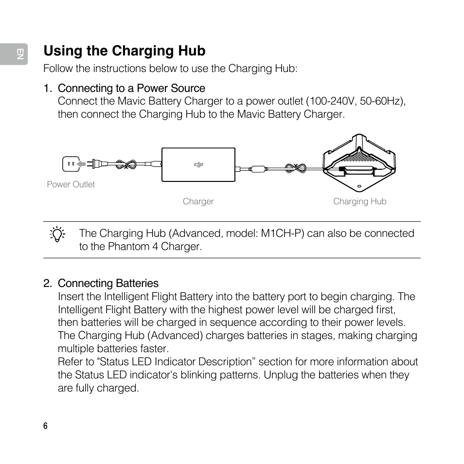 Using the charging hub | DJI Mavic Pro User Manual | Page 5 / 77