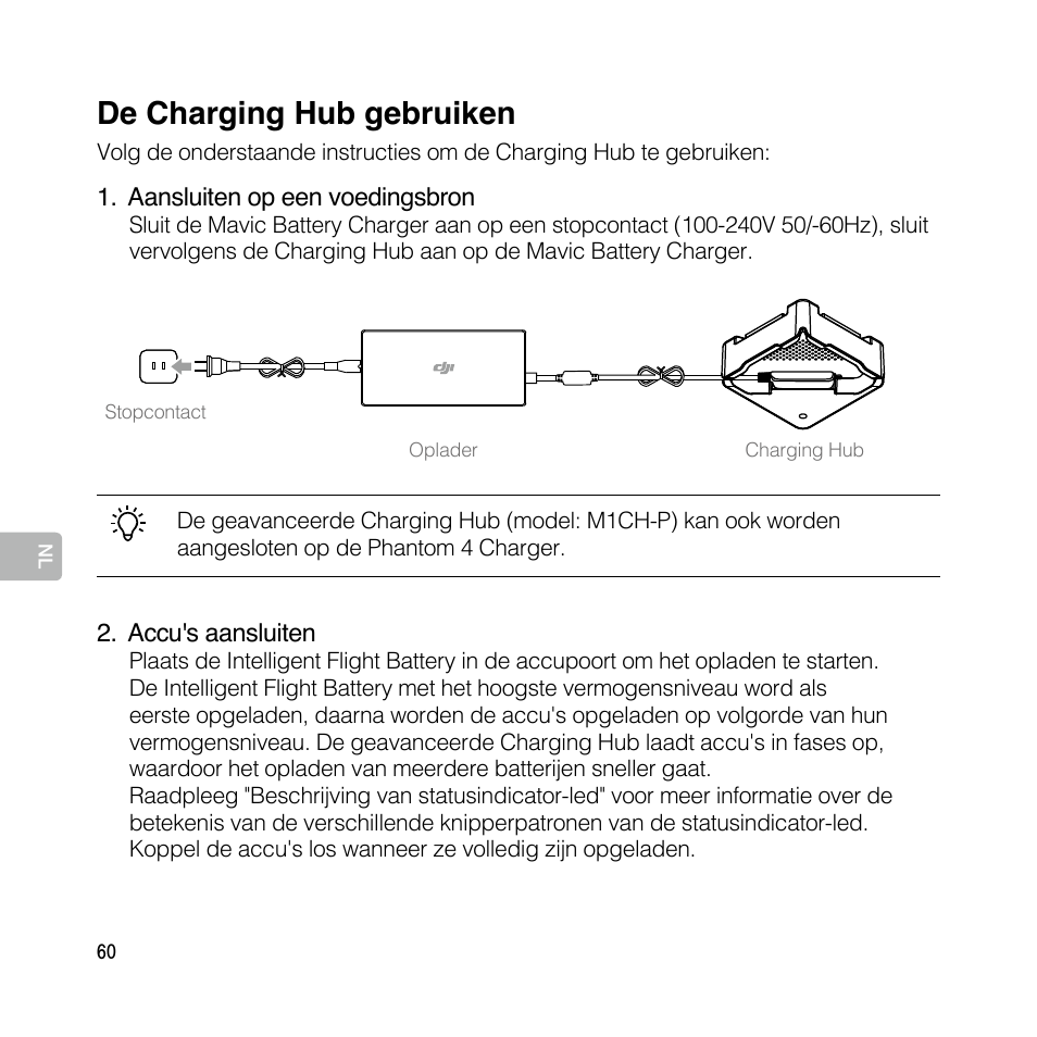 De charging hub gebruiken | DJI Mavic Pro User Manual | Page 59 / 77