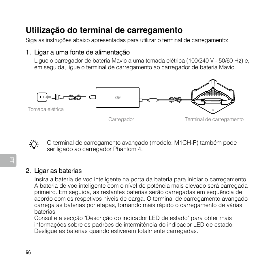 Utilização do terminal de carregamento | DJI Mavic Pro User Manual | Page 65 / 77