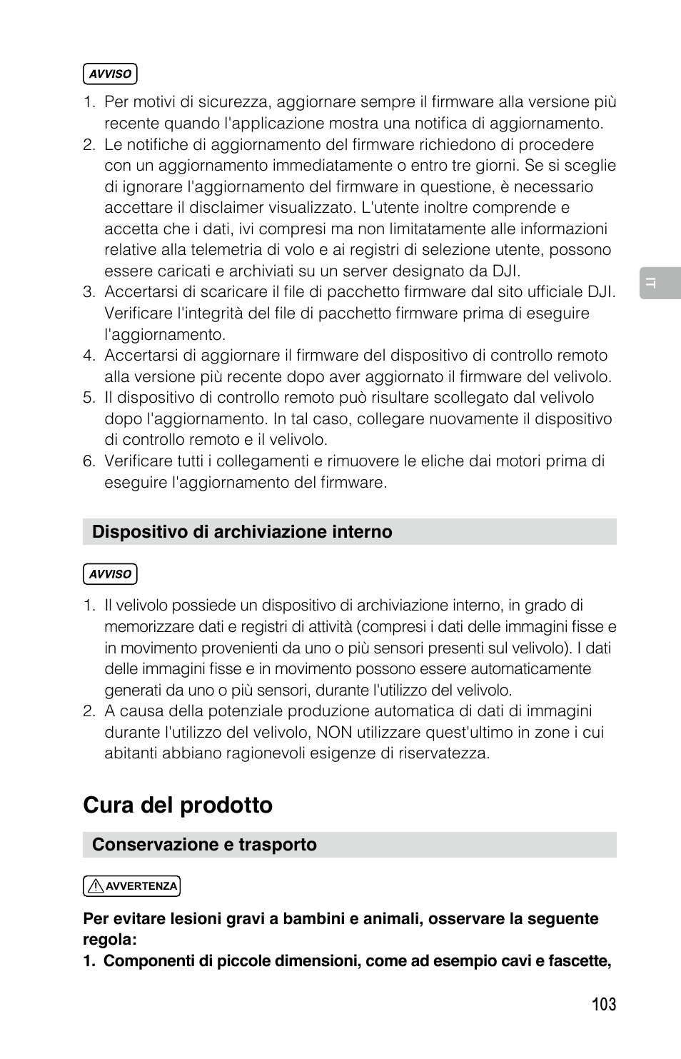 Cura del prodotto | DJI Mavic Pro User Manual | Page 102 / 183