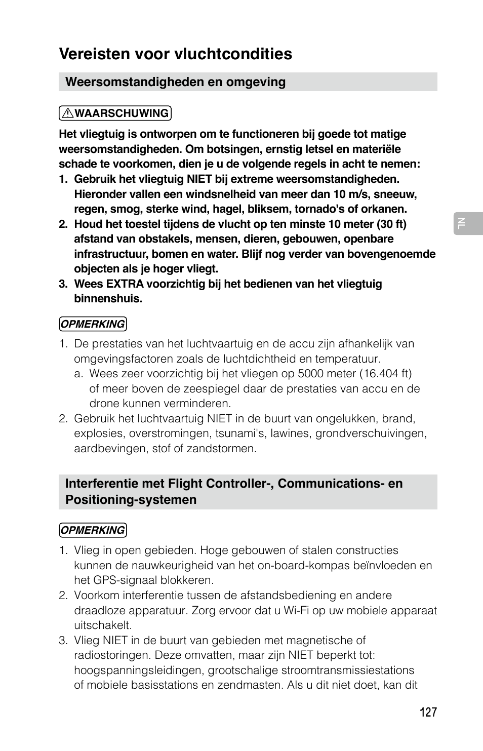 Vereisten voor vluchtcondities | DJI Mavic Pro User Manual | Page 126 / 183