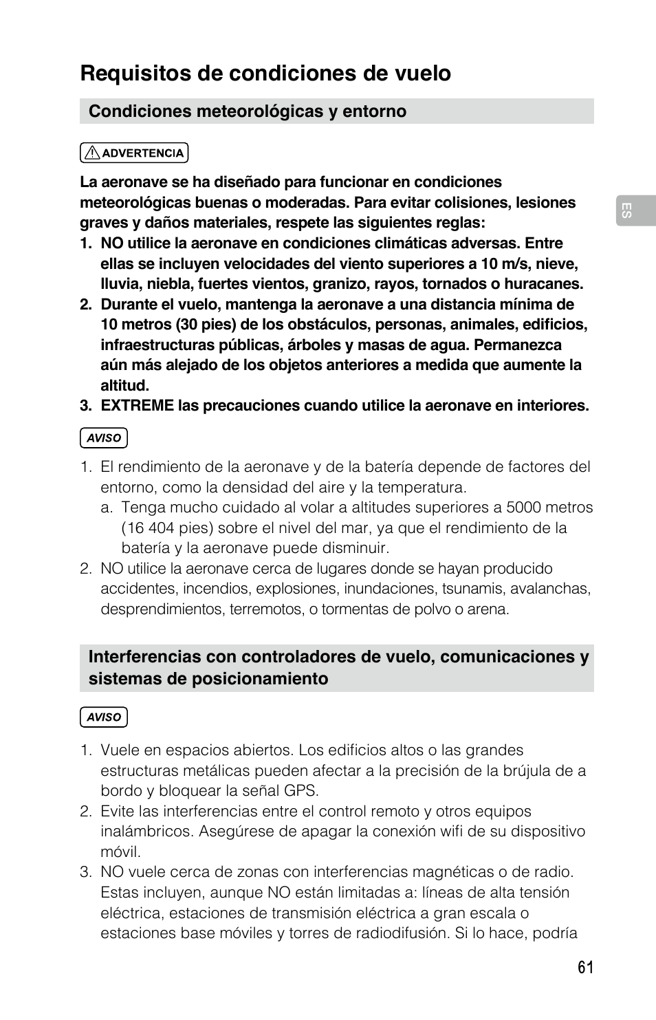 Requisitos de condiciones de vuelo | DJI Mavic Pro User Manual | Page 60 / 183