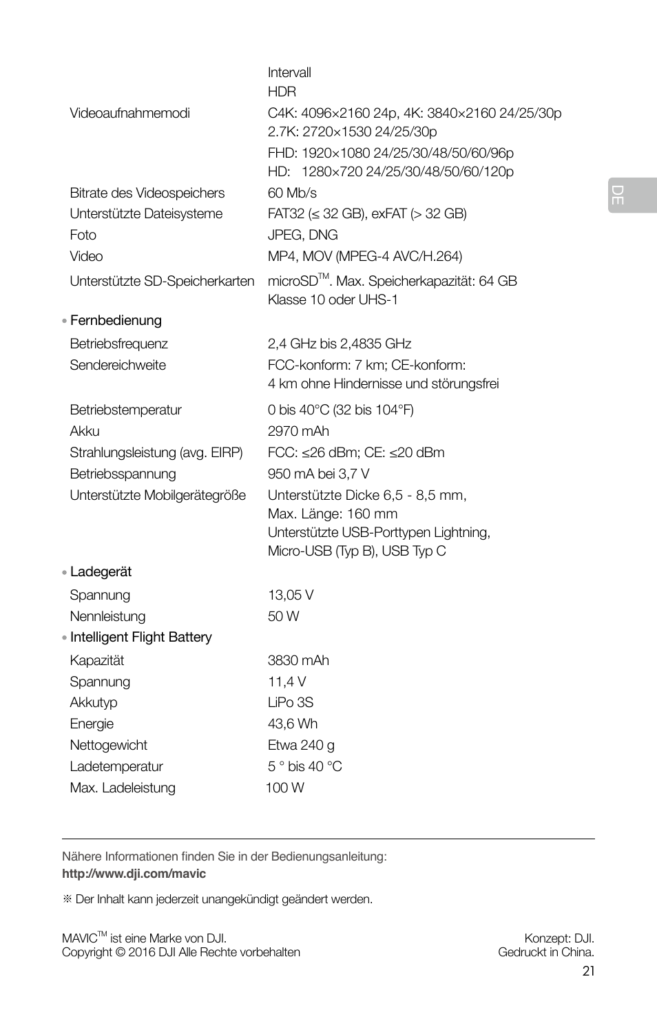 DJI Mavic Pro User Manual | Page 23 / 84